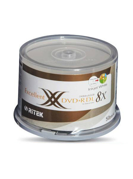 Ritek Dual Layer DVD+R DL 8.5Gb Inkjet Printable 50 Pack