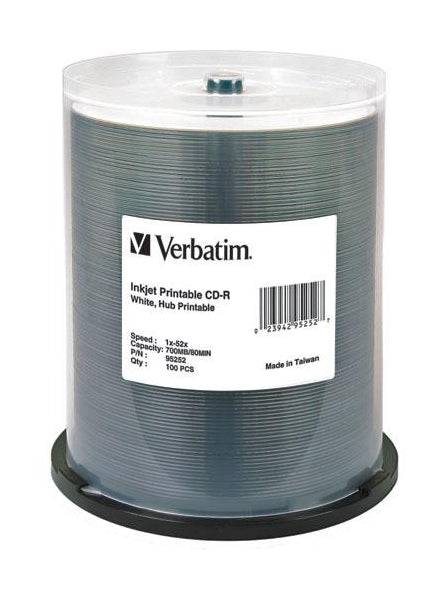 Verbatim Full White Inkjet printable CDR ( 95252 ) Pack of 100