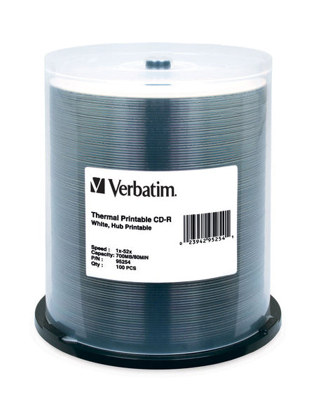 Verbatim Full White Thermal White Printable CDR (95254) Pack of 100